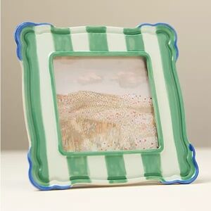 NWOT Anthropologie Whitney Green and Blue Striped Picture Frame, 4x4